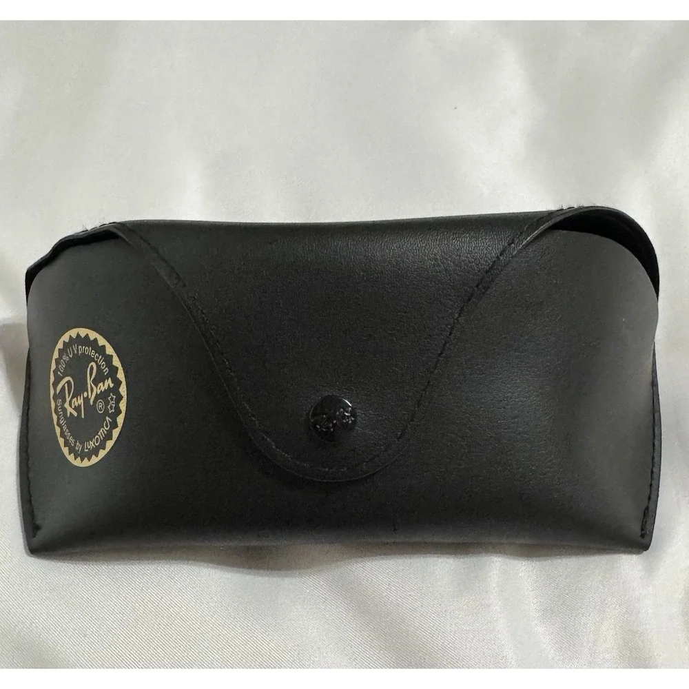 Authentic‎ Ray-Ban Black Leather Sunglasses Snap Semi Hard Case
